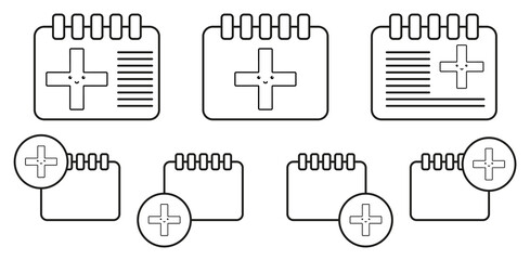 Hospital vector icon in calender set illustration for ui and ux, website or mobile application