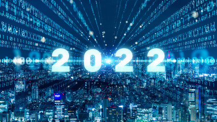 2022年イメージ　ビジネス向け年賀状素材　デジタルトランスフォーメーション
