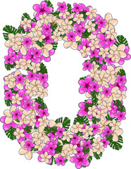 figure zero of tropical flowers