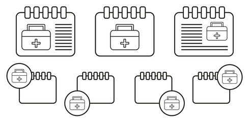 First aid kit vector icon in calender set illustration for ui and ux, website or mobile application