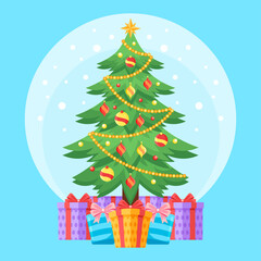 christmas tree vector with gifts