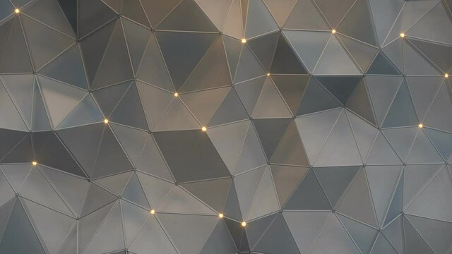 Gray abstract triangle polygonal geometric background. Seamless loop 3D render animation