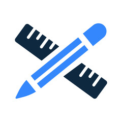 And, pencil, ruler icon. Simple editable vector illustration.