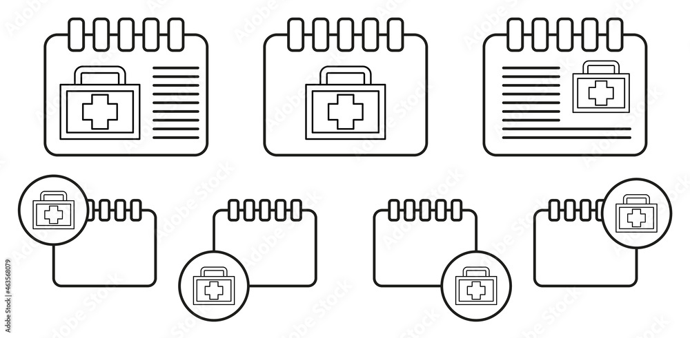 Poster firs aid kit vector icon in calender set illustration for ui and ux, website or mobile application