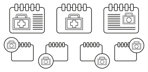 Firs aid kit vector icon in calender set illustration for ui and ux, website or mobile application
