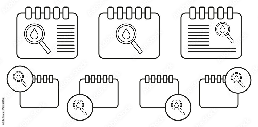 Poster blood analysis vector icon in calender set illustration for ui and ux, website or mobile application