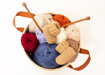 wool and knitting needles