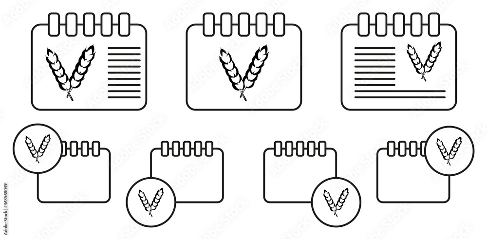 Poster wheat hand drawn vector icon in calender set illustration for ui and ux, website or mobile applicati