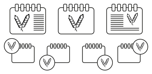 Wheat hand drawn vector icon in calender set illustration for ui and ux, website or mobile application