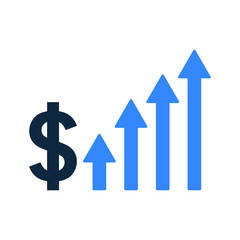 Growth, money icon. Simple editable vector illustration.