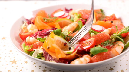 mixed salad with smoked salmon and vegetables