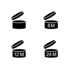 Period after opening PAO glyph icons set. Vector