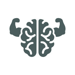 Mind, power, brain icon. Gray vector graphics.