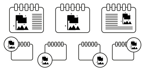 Achieve climb up colored vector icon in calender set illustration for ui and ux, website or mobile application