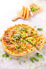 vegetable quiche with carrot and pea
