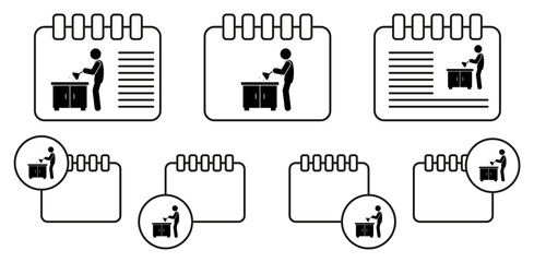 Man dusting vector icon in calender set illustration for ui and ux, website or mobile application