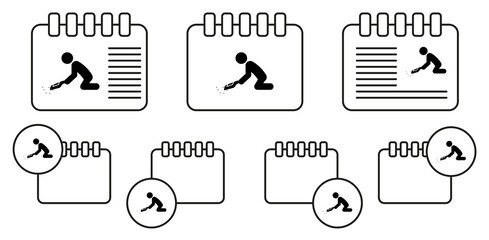 Man vacuum cleaner vector icon in calender set illustration for ui and ux, website or mobile application