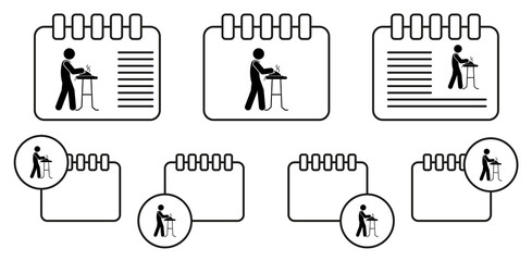 Man ironing vector icon in calender set illustration for ui and ux, website or mobile application