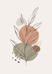 Abstract geometric background with leaves in boho style