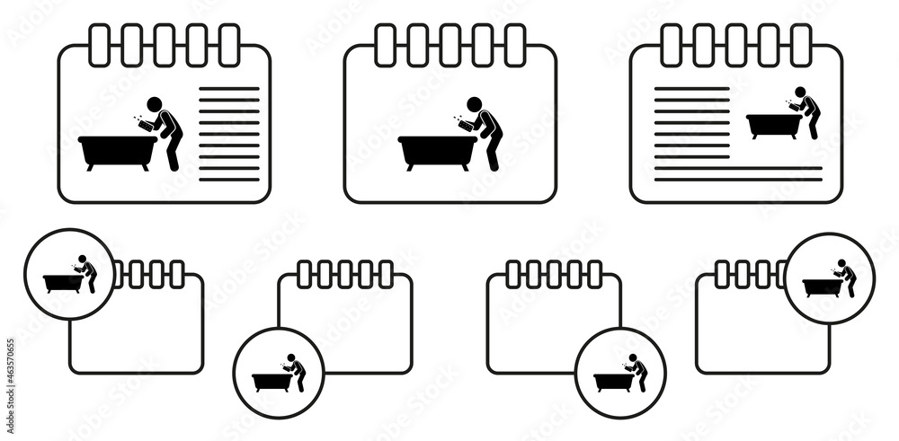 Poster man cleaning vector icon in calender set illustration for ui and ux, website or mobile application