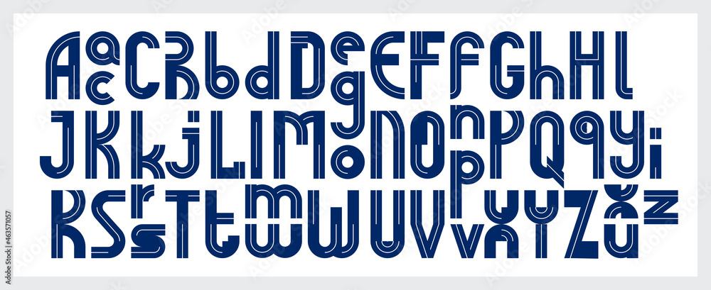 Fototapete abstract geometric original font vector typeset, logo creation alphabet minimal tech linear geometry