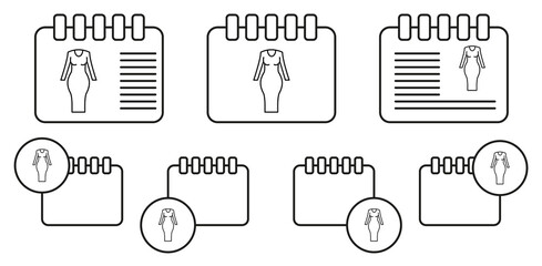 Woman fitted dress vector icon in calender set illustration for ui and ux, website or mobile application