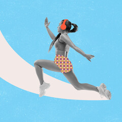 Modern design, contemporary art collage. Inspiration, idea, trendy magazine style. Sport....