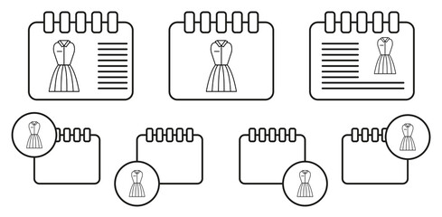 Waitress uniform clothes woman dresses vector icon in calender set illustration for ui and ux, website or mobile application