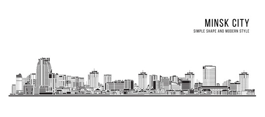 Naklejka premium Cityscape Building Abstract Simple shape and modern style art Vector design - Minsk city