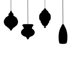 Silhouettes of decoration lamps for holidays.