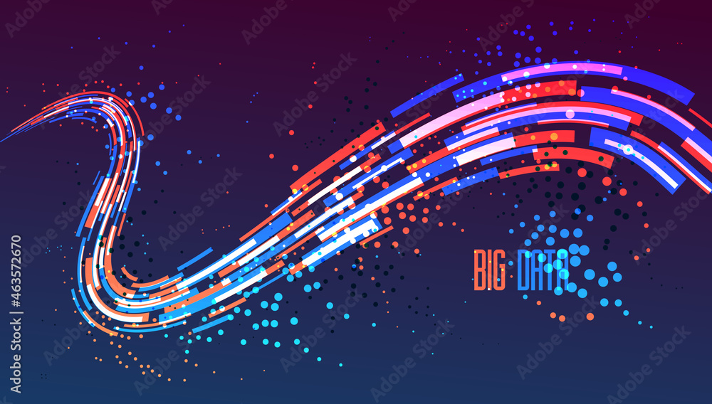 Aufkleber science or technology vector abstract background, 3d dynamic lines in motion design element, futuris