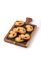 Palmier puff pastry isolated on white background