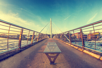 Modern footbridge salmon weir bridge ballina mayo Ireland