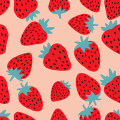 Seamless pattern made with cute strawberries. Fruits and berries concept. Modern colors.