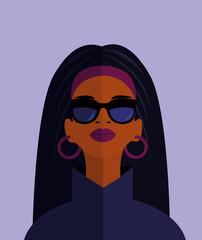 Fashion woman in sunglasses in flat style.
