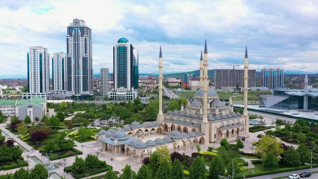 Chechnya Grozny Mosque Heart of Chechnya. Aero Video