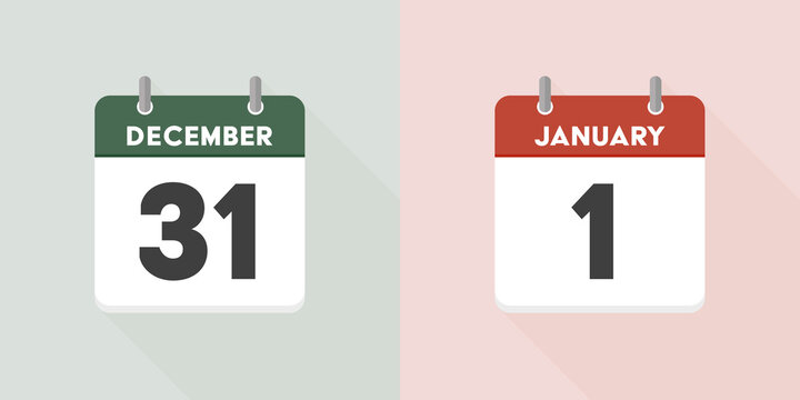 12月31日と1月1日の日めくりカレンダー：年末年始・大晦日と元旦の素材