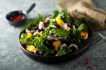 Orange salad with olives and red onion