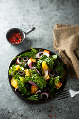 Orange salad with olives and red onion