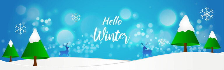 Vector Illustration for Hello Winter background.