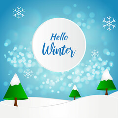 Vector Illustration for Hello Winter background.