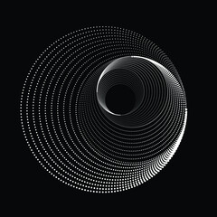 Halftone dots in circle form. round logo . vector dotted frame .Oval rotated dots logo. Spiral design element