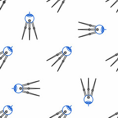 Line Satellite icon isolated seamless pattern on white background. Colorful outline concept. Vector