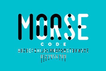 Morse code visual guide font, alphabet letters and numbers vector illustration © piai