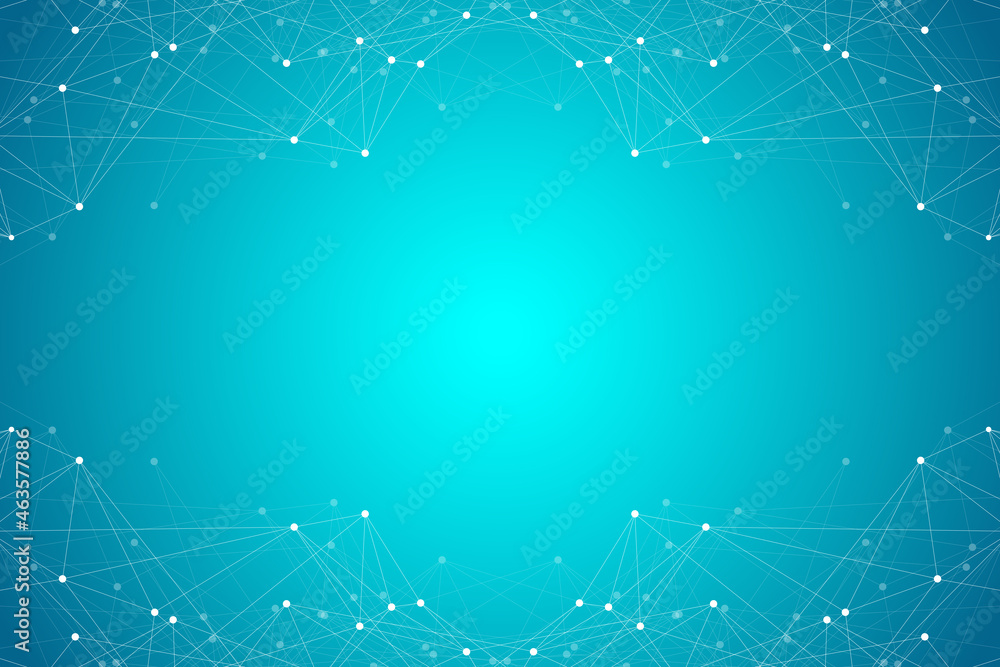 Poster Geometric connected background lines and dots. Simple technology abstract graphic background design, illustration.