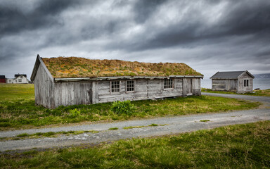 Old wooden shed  in the historical and abandoned fisherman town of Hamningberg, Finnmark, Norway