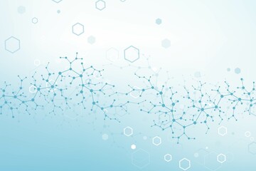 Scientific molecule background for medicine, science, technology, cybernetic, chemistry. Wallpaper or banner with a hex DNA molecules. geometric dynamic illustration.