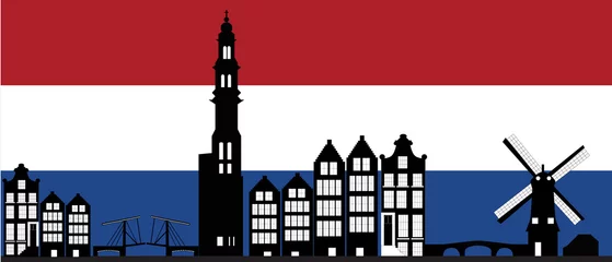 Fotobehang drawing amsterdam dutch city skyline © Chris Willemsen 
