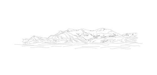 mountain landscape line drawing vector illustration