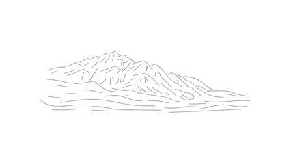mountain landscape line drawing vector illustration